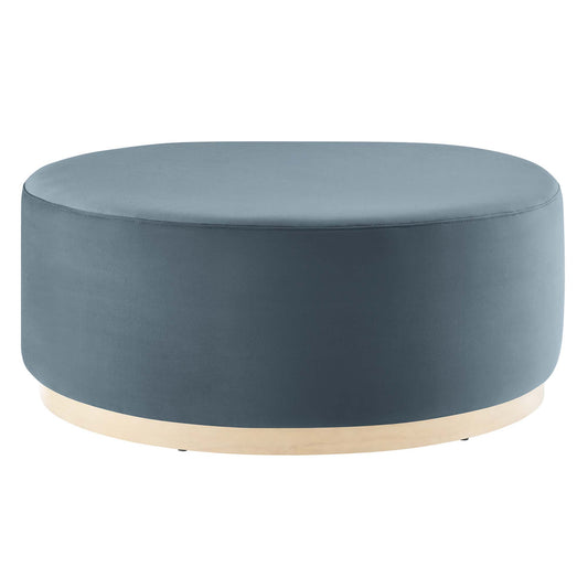 Modway - Tilden Large 38" Round Performance Velvet Upholstered Ottoman by Modway  Living Room Sofas and Armchairs Blue - EEI-6650-CAB-NAT