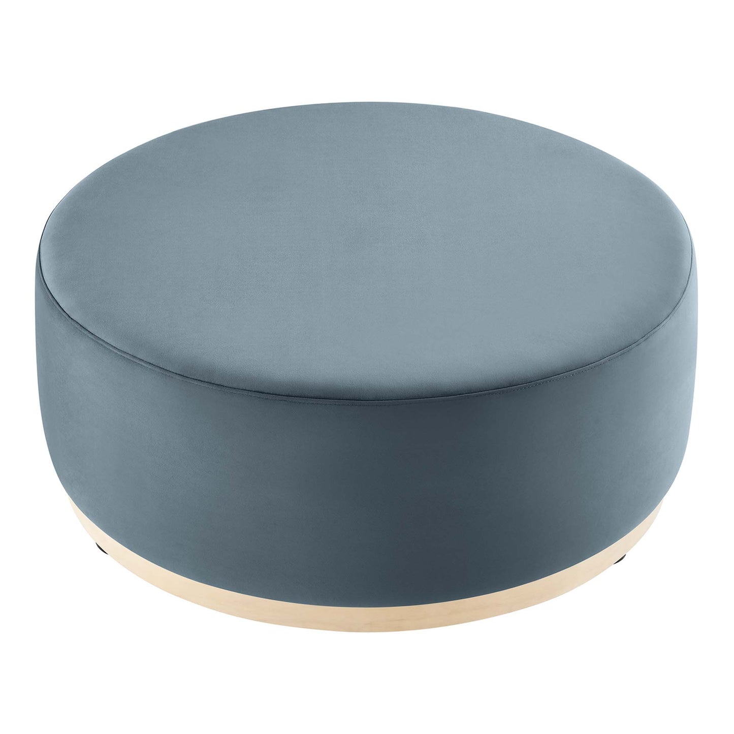 Modway - Tilden Large 38" Round Performance Velvet Upholstered Ottoman by Modway  Living Room Sofas and Armchairs Blue - EEI-6650-CAB-NAT