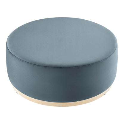 Modway - Tilden Large 38" Round Performance Velvet Upholstered Ottoman by Modway  Living Room Sofas and Armchairs Blue - EEI-6650-CAB-NAT