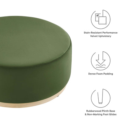 Modway - Tilden Large 38" Round Performance Velvet Upholstered Ottoman by Modway  Living Room Sofas and Armchairs Green - EEI-6650-MOG-NAT