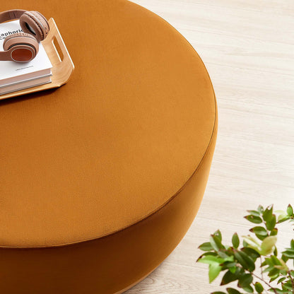 Modway - Tilden Large 38" Round Performance Velvet Upholstered Ottoman by Modway  Living Room Sofas and Armchairs Red - EEI-6650-RUS-NAT