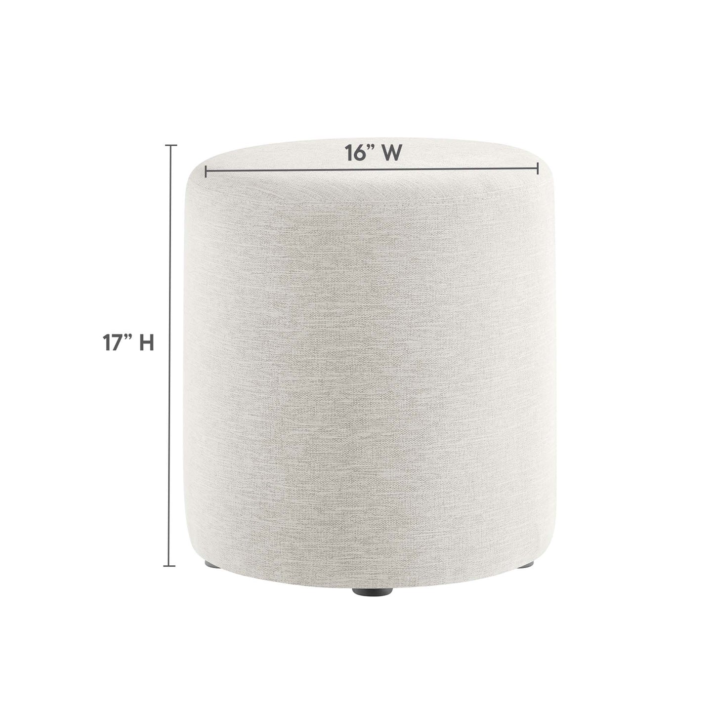 Modway - Callum 16" Round Woven Heathered Fabric Upholstered Ottoman by Modway  Living Room Sofas and Armchairs White - EEI-6651-HEI