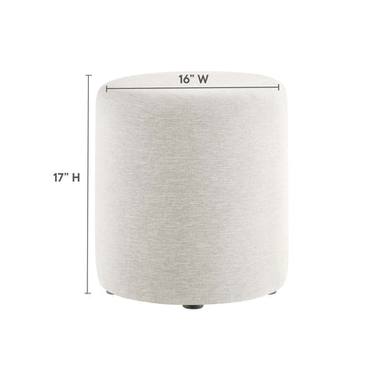 Modway - Callum 16" Round Woven Heathered Fabric Upholstered Ottoman by Modway  Living Room Sofas and Armchairs White - EEI-6651-HEI