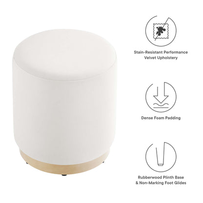 Modway - Tilden 16" Round Performance Velvet Upholstered Ottoman by Modway  Living Room Sofas and Armchairs White - EEI-6652-ALA-NAT