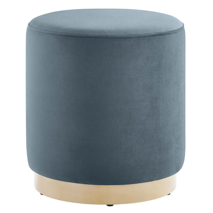 Modway - Tilden 16" Round Performance Velvet Upholstered Ottoman by Modway  Living Room Sofas and Armchairs Blue - EEI-6652-CAB-NAT