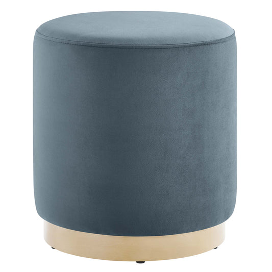 Modway - Tilden 16" Round Performance Velvet Upholstered Ottoman by Modway  Living Room Sofas and Armchairs Blue - EEI-6652-CAB-NAT