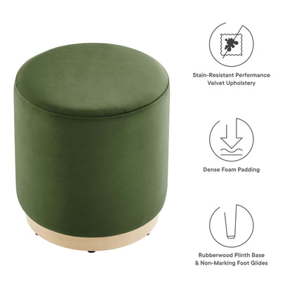 Modway - Tilden 16" Round Performance Velvet Upholstered Ottoman by Modway  Living Room Sofas and Armchairs Green - EEI-6652-MOG-NAT