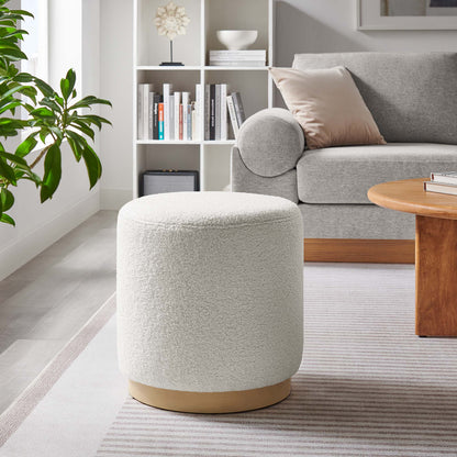 Modway - Tilden 16" Round Sherpa Upholstered Ottoman by Modway  Living Room Sofas and Armchairs White - EEI-6653-IVO-NAT
