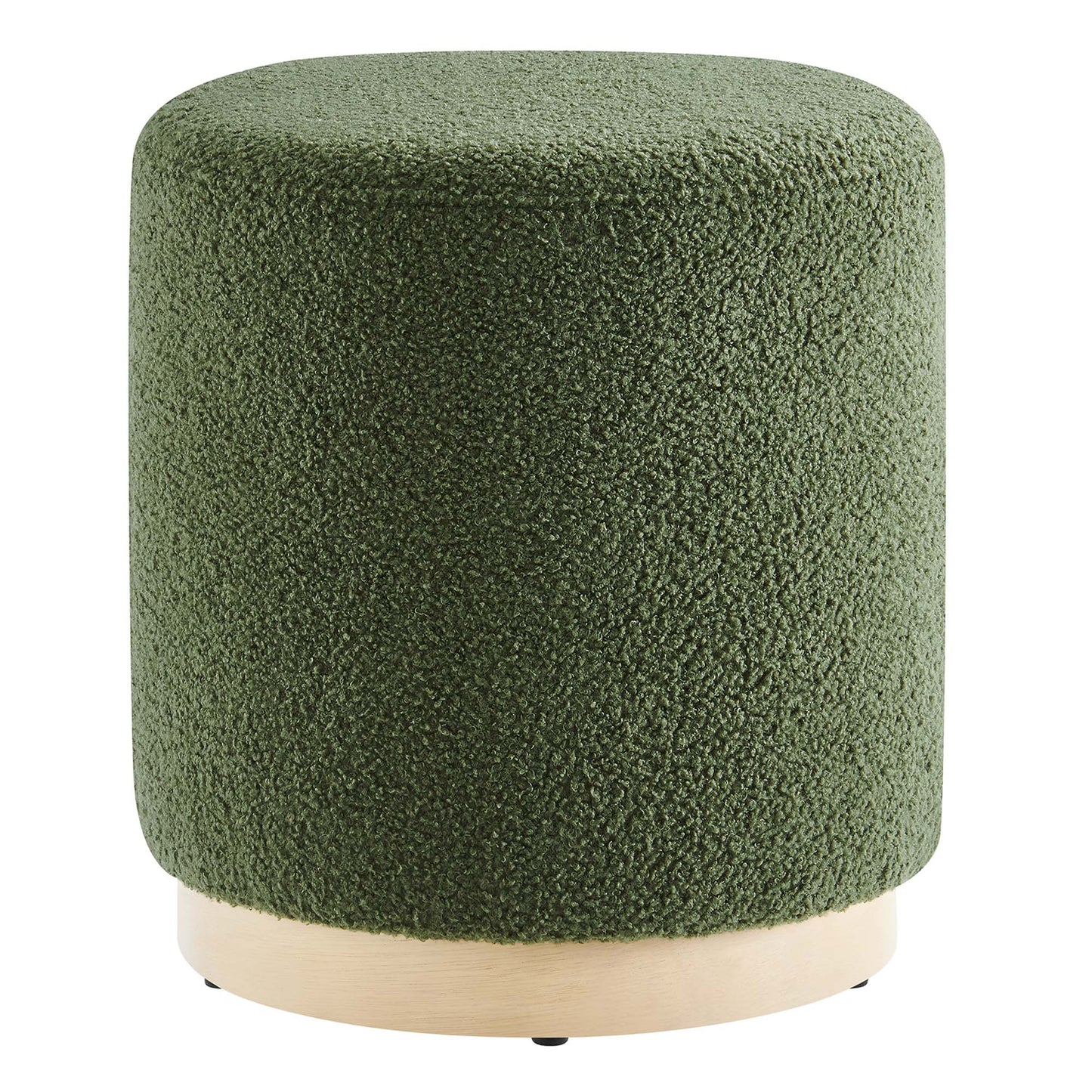 Modway - Tilden 16" Round Sherpa Upholstered Ottoman by Modway  Living Room Sofas and Armchairs Green - EEI-6653-MOG-NAT
