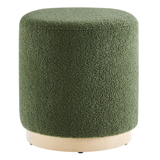 Modway - Tilden 16" Round Sherpa Upholstered Ottoman by Modway  Living Room Sofas and Armchairs Green - EEI-6653-MOG-NAT