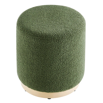 Modway - Tilden 16" Round Sherpa Upholstered Ottoman by Modway  Living Room Sofas and Armchairs Green - EEI-6653-MOG-NAT