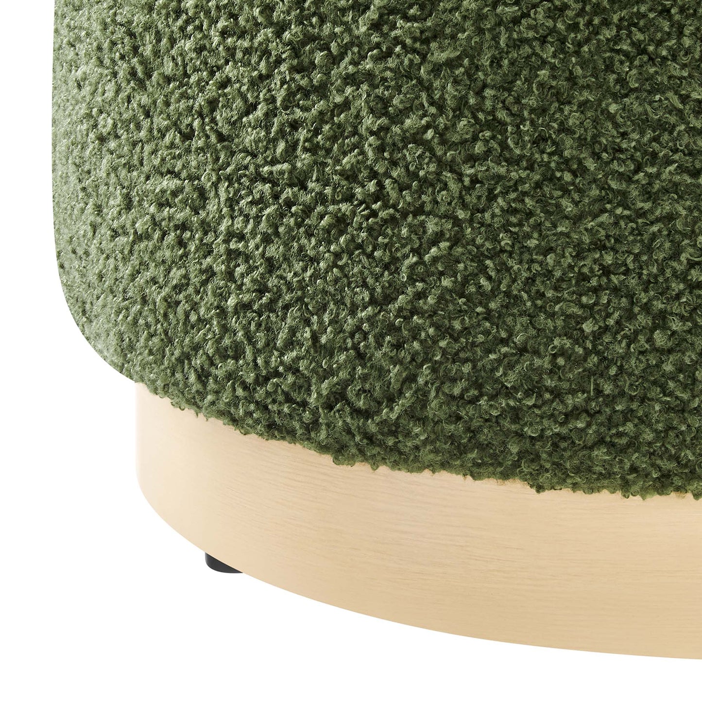Modway - Tilden 16" Round Sherpa Upholstered Ottoman by Modway  Living Room Sofas and Armchairs Green - EEI-6653-MOG-NAT