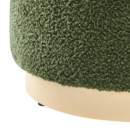 Modway - Tilden 16" Round Sherpa Upholstered Ottoman by Modway  Living Room Sofas and Armchairs Green - EEI-6653-MOG-NAT