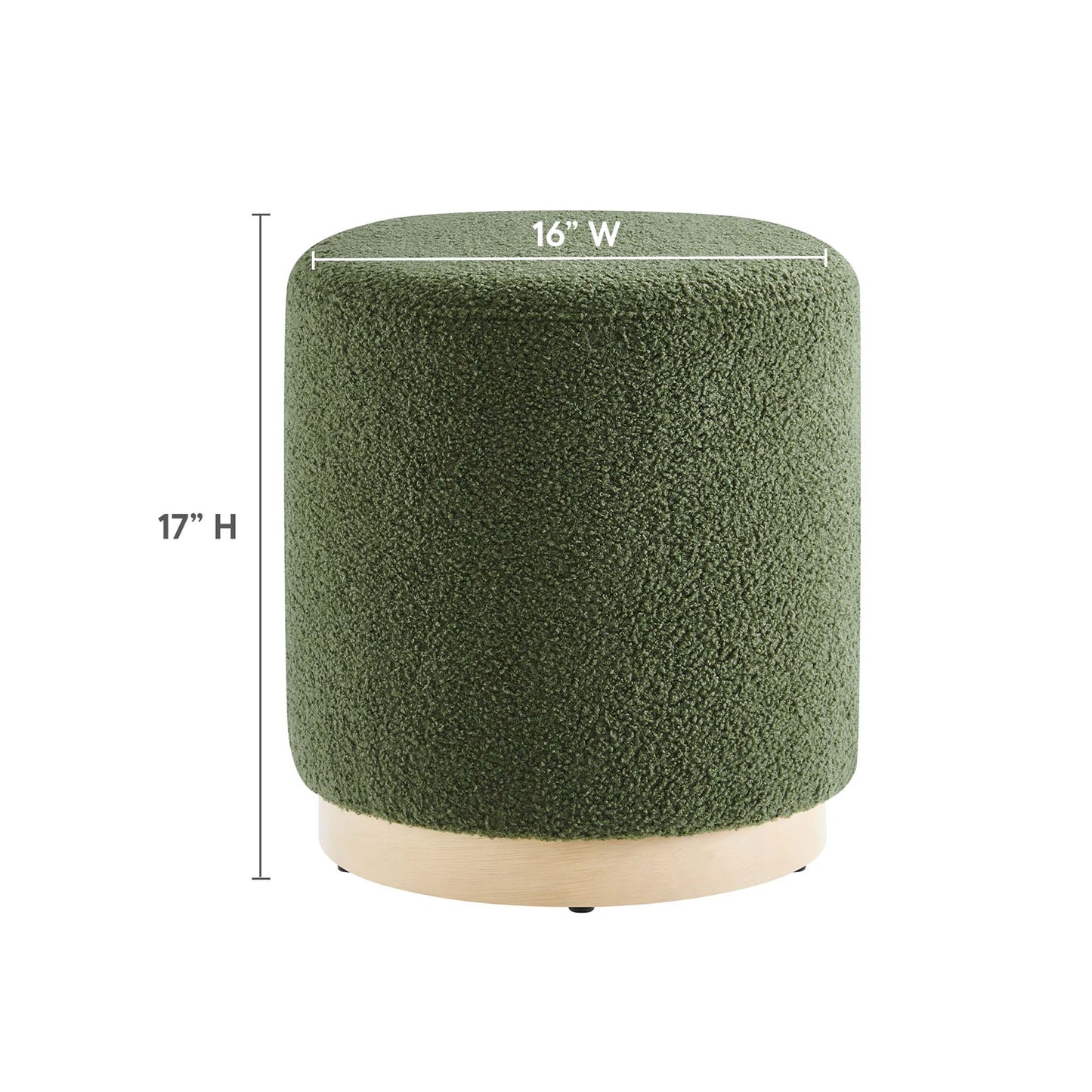 Modway - Tilden 16" Round Sherpa Upholstered Ottoman by Modway  Living Room Sofas and Armchairs Green - EEI-6653-MOG-NAT