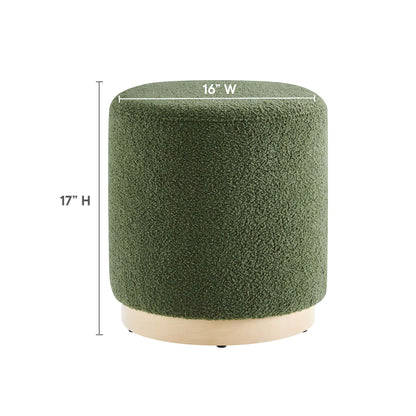 Modway - Tilden 16" Round Sherpa Upholstered Ottoman by Modway  Living Room Sofas and Armchairs Green - EEI-6653-MOG-NAT