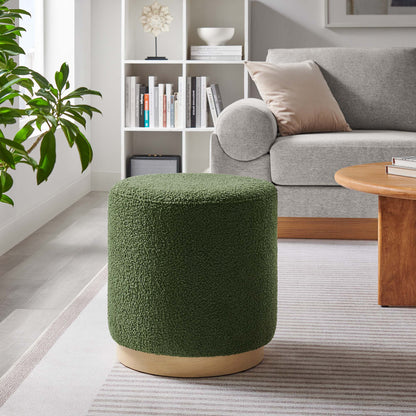 Modway - Tilden 16" Round Sherpa Upholstered Ottoman by Modway  Living Room Sofas and Armchairs Green - EEI-6653-MOG-NAT