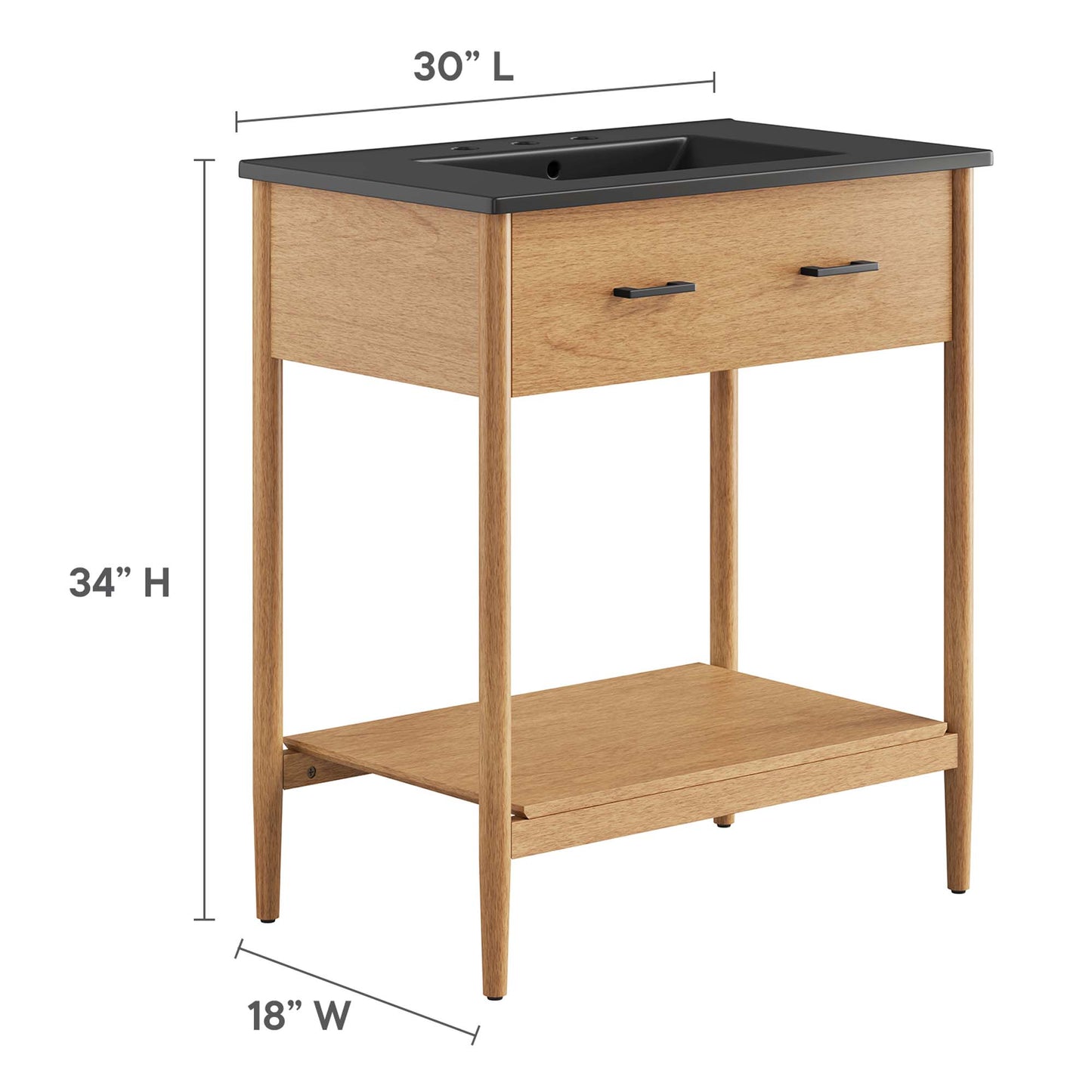 Modway - Zaire 30" Bathroom Vanity by Modway  Bathroom Vanities Black - EEI-6663-NAT-BLK