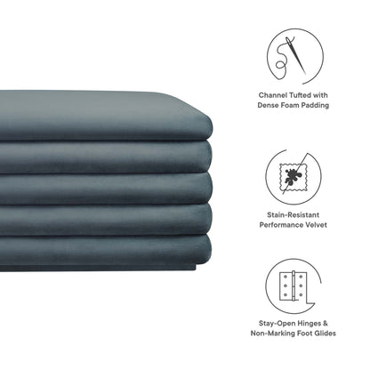 Modway - Mezzo Upholstered Performance Velvet Storage Bench by Modway  Living Room Benches and Stools Blue - EEI-6664-CAB