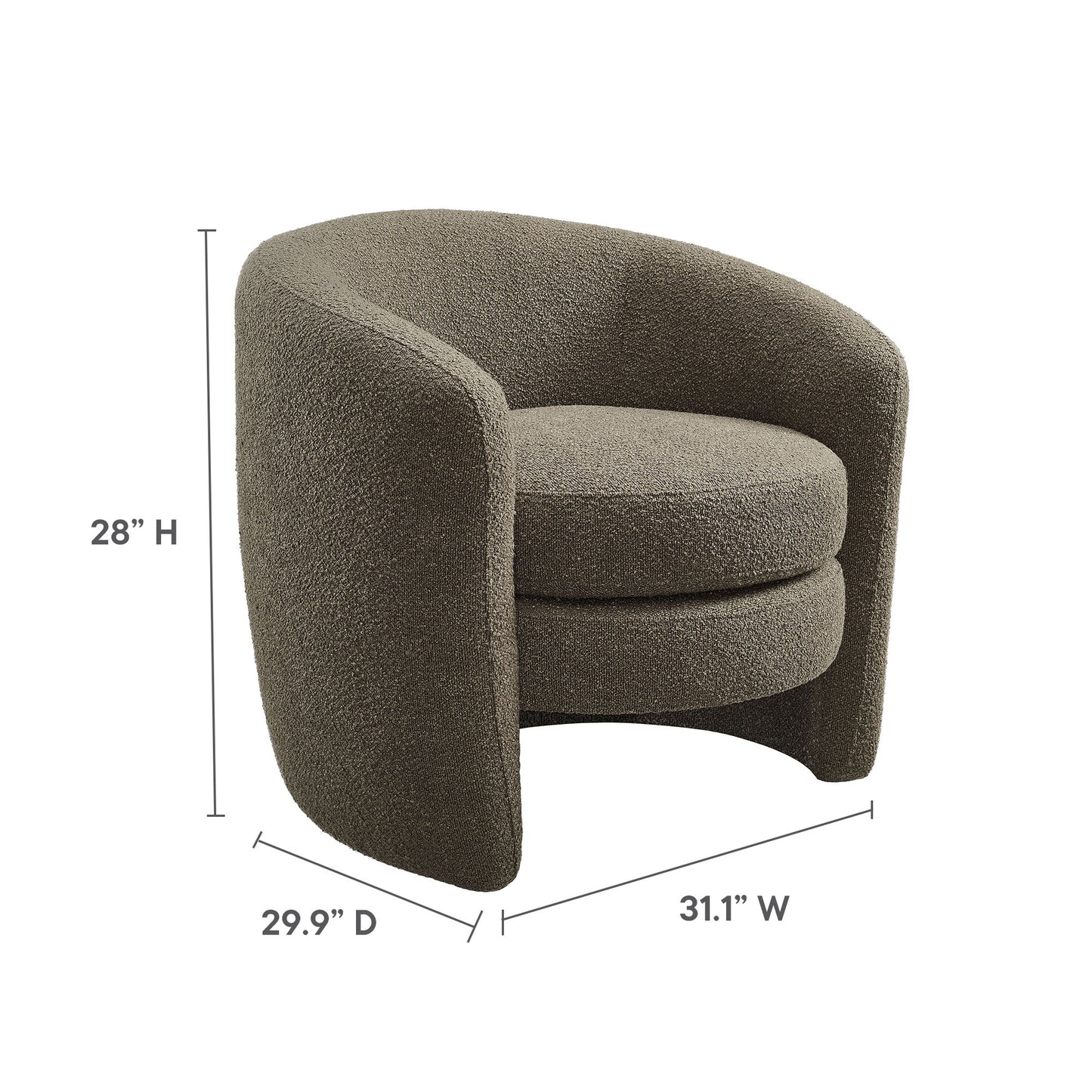 Modway - Affinity Upholstered Boucle Fabric Curved Back Armchair by Modway  Living Room Sofas and Armchairs Gray - EEI-6666-PEB