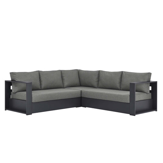 Modway - Tahoe 3-Piece Outdoor Patio Powder-Coated Aluminum Sectional Sofa Set by Modway  Outdoor Furniture Sofa Sectionals Brown - EEI-6668-GRY-CHA