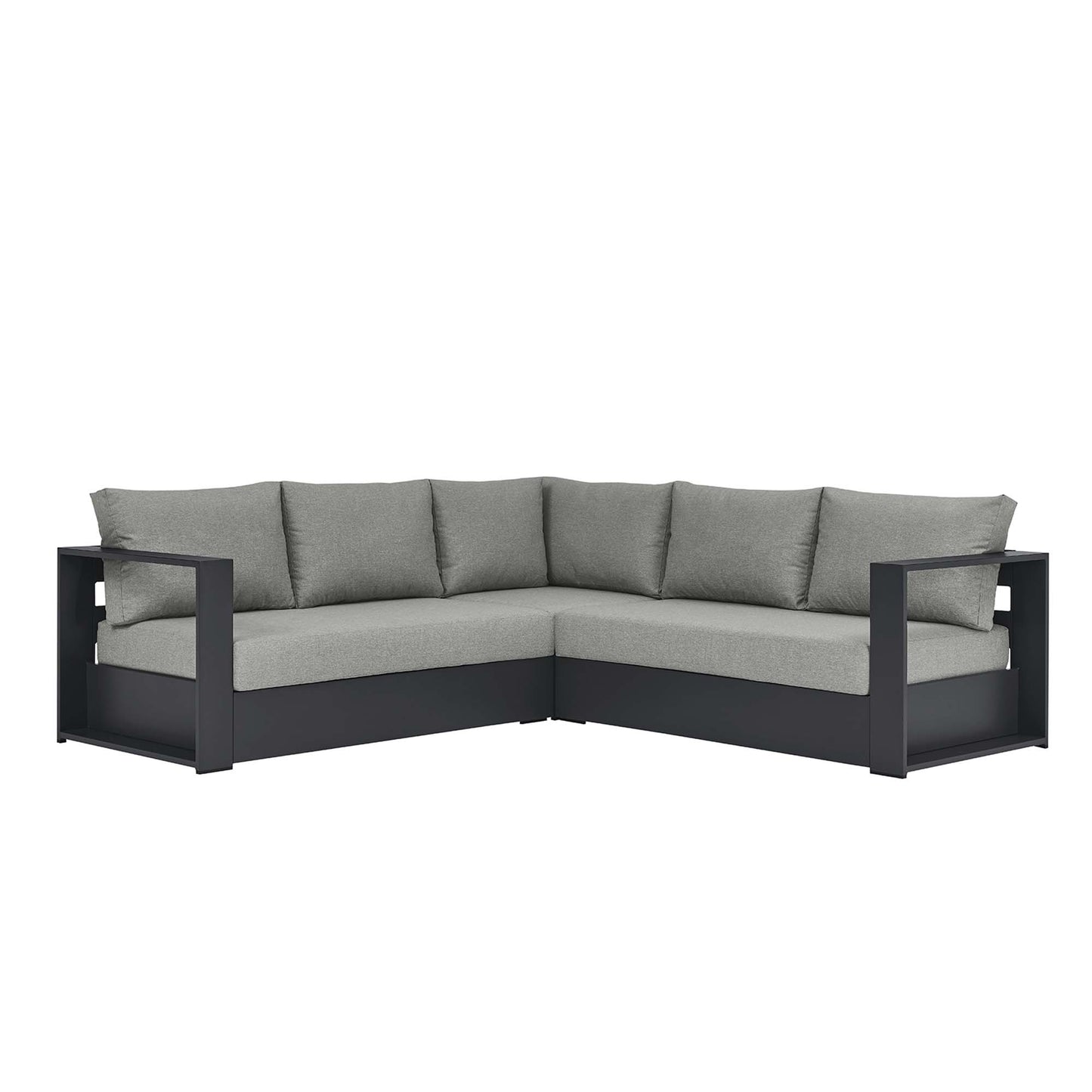 Modway - Tahoe 3-Piece Outdoor Patio Powder-Coated Aluminum Sectional Sofa Set by Modway  Outdoor Furniture Sofa Sectionals Gray - EEI-6668-GRY-GRY
