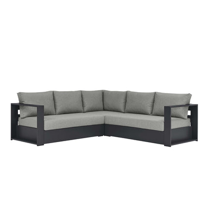 Modway - Tahoe 3-Piece Outdoor Patio Powder-Coated Aluminum Sectional Sofa Set by Modway  Outdoor Furniture Sofa Sectionals Gray - EEI-6668-GRY-GRY