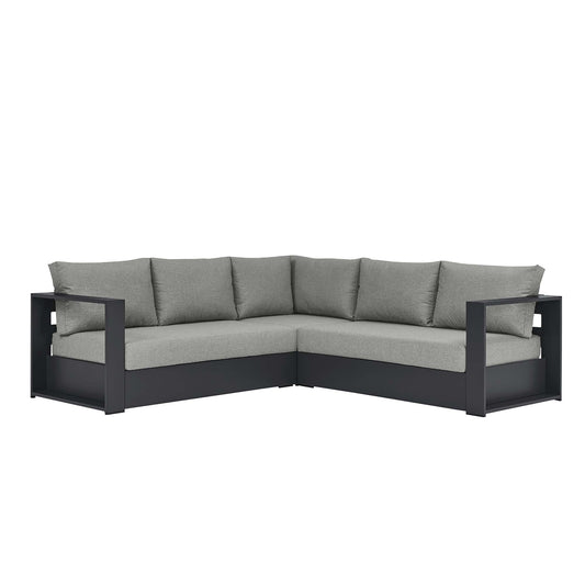 Modway - Tahoe 3-Piece Outdoor Patio Powder-Coated Aluminum Sectional Sofa Set by Modway  Outdoor Furniture Sofa Sectionals Gray - EEI-6668-GRY-GRY