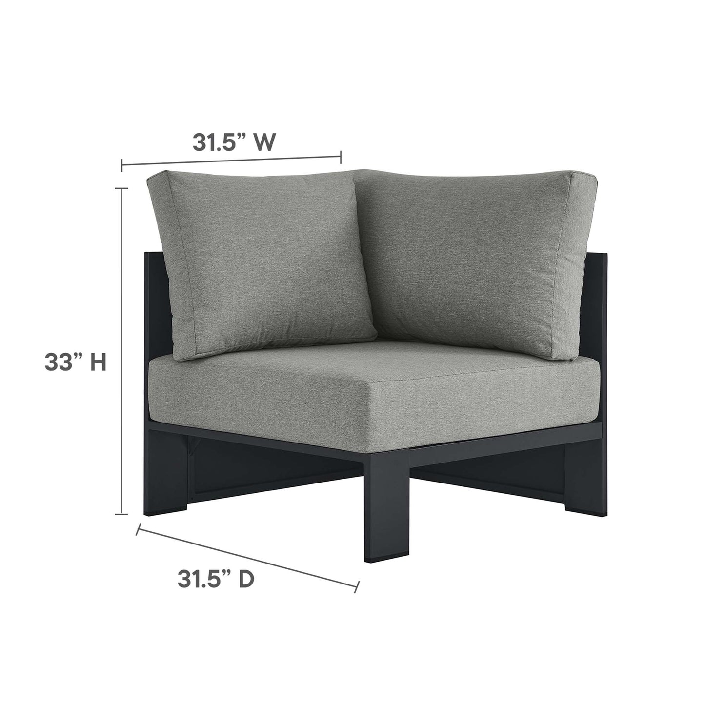 Modway - Tahoe 3-Piece Outdoor Patio Powder-Coated Aluminum Sectional Sofa Set by Modway  Outdoor Furniture Sofa Sectionals Gray - EEI-6668-GRY-GRY