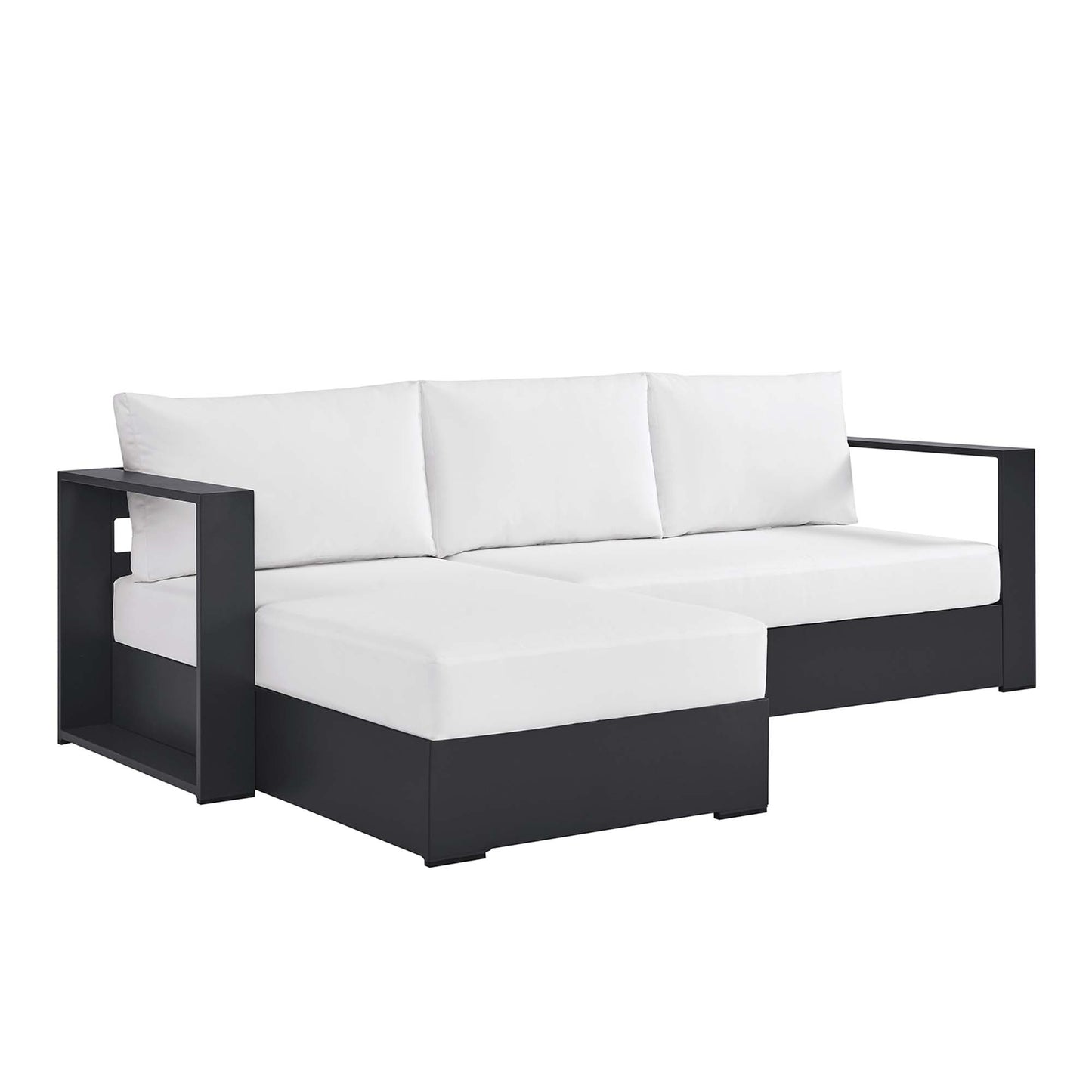 Modway - Tahoe 2-Piece Outdoor Patio Powder-Coated Aluminum Left-Facing Chaise Sectional Sofa Set by Modway  Outdoor Furniture Sofa Sectionals White - EEI-6670-GRY-WHI