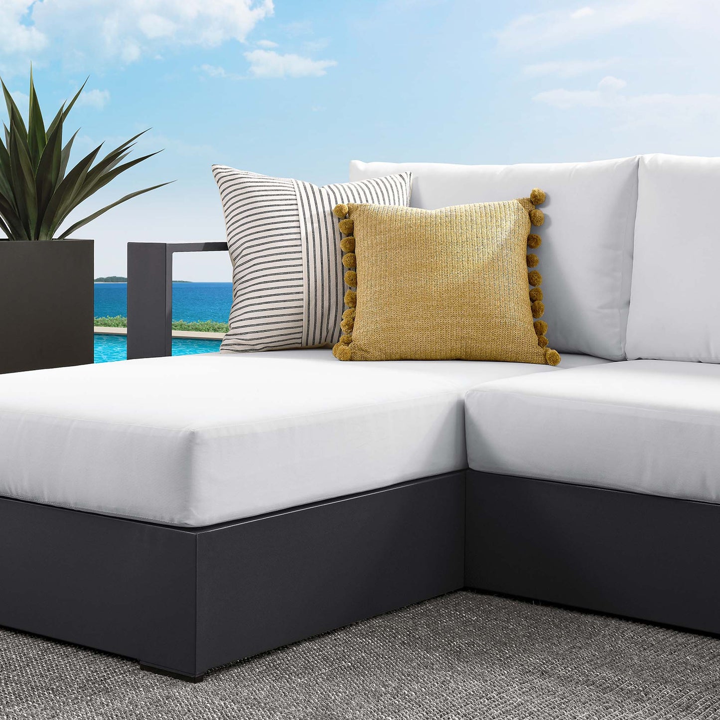 Modway - Tahoe 2-Piece Outdoor Patio Powder-Coated Aluminum Left-Facing Chaise Sectional Sofa Set by Modway  Outdoor Furniture Sofa Sectionals White - EEI-6670-GRY-WHI