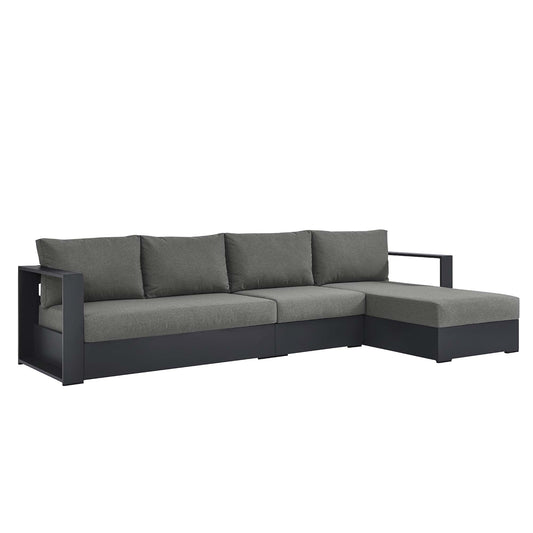 Modway - Tahoe 3-Piece Outdoor Patio Powder-Coated Aluminum Right-Facing Chaise Sectional Sofa Set by Modway  Outdoor Furniture Sofa Sectionals Brown - EEI-6671-GRY-CHA