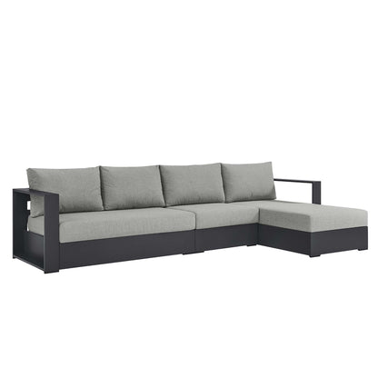 Modway - Tahoe 3-Piece Outdoor Patio Powder-Coated Aluminum Right-Facing Chaise Sectional Sofa Set by Modway  Outdoor Furniture Sofa Sectionals Gray - EEI-6671-GRY-GRY