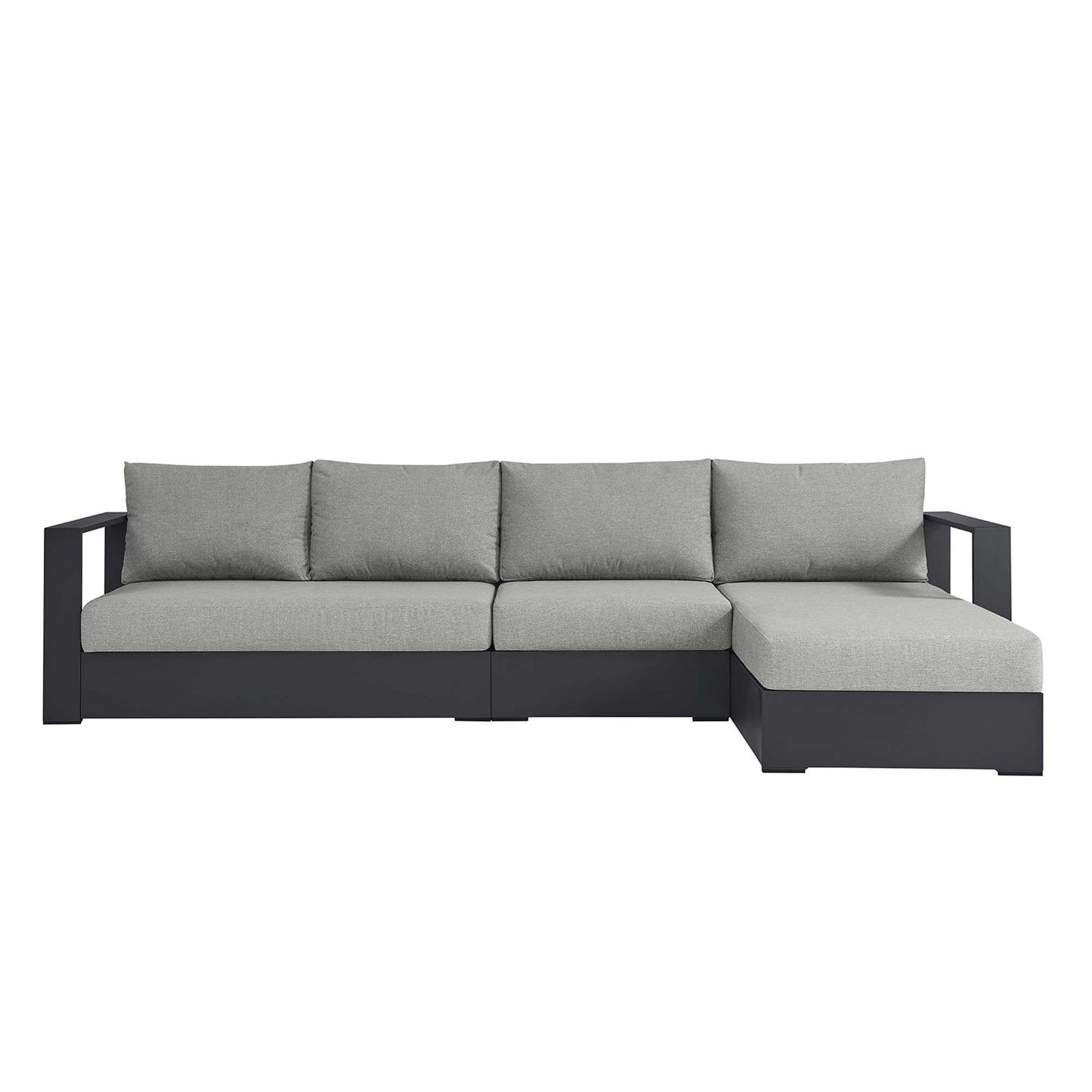 Modway - Tahoe 3-Piece Outdoor Patio Powder-Coated Aluminum Right-Facing Chaise Sectional Sofa Set by Modway  Outdoor Furniture Sofa Sectionals Gray - EEI-6671-GRY-GRY