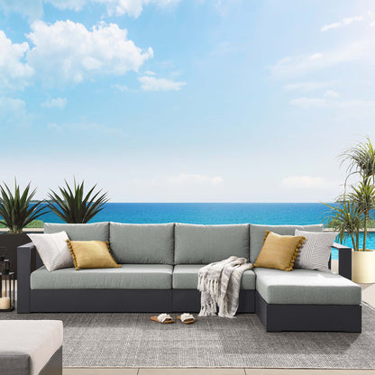 Modway - Tahoe 3-Piece Outdoor Patio Powder-Coated Aluminum Right-Facing Chaise Sectional Sofa Set by Modway  Outdoor Furniture Sofa Sectionals Gray - EEI-6671-GRY-GRY