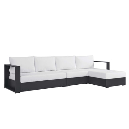 Modway - Tahoe 3-Piece Outdoor Patio Powder-Coated Aluminum Right-Facing Chaise Sectional Sofa Set by Modway  Outdoor Furniture Sofa Sectionals White - EEI-6671-GRY-WHI