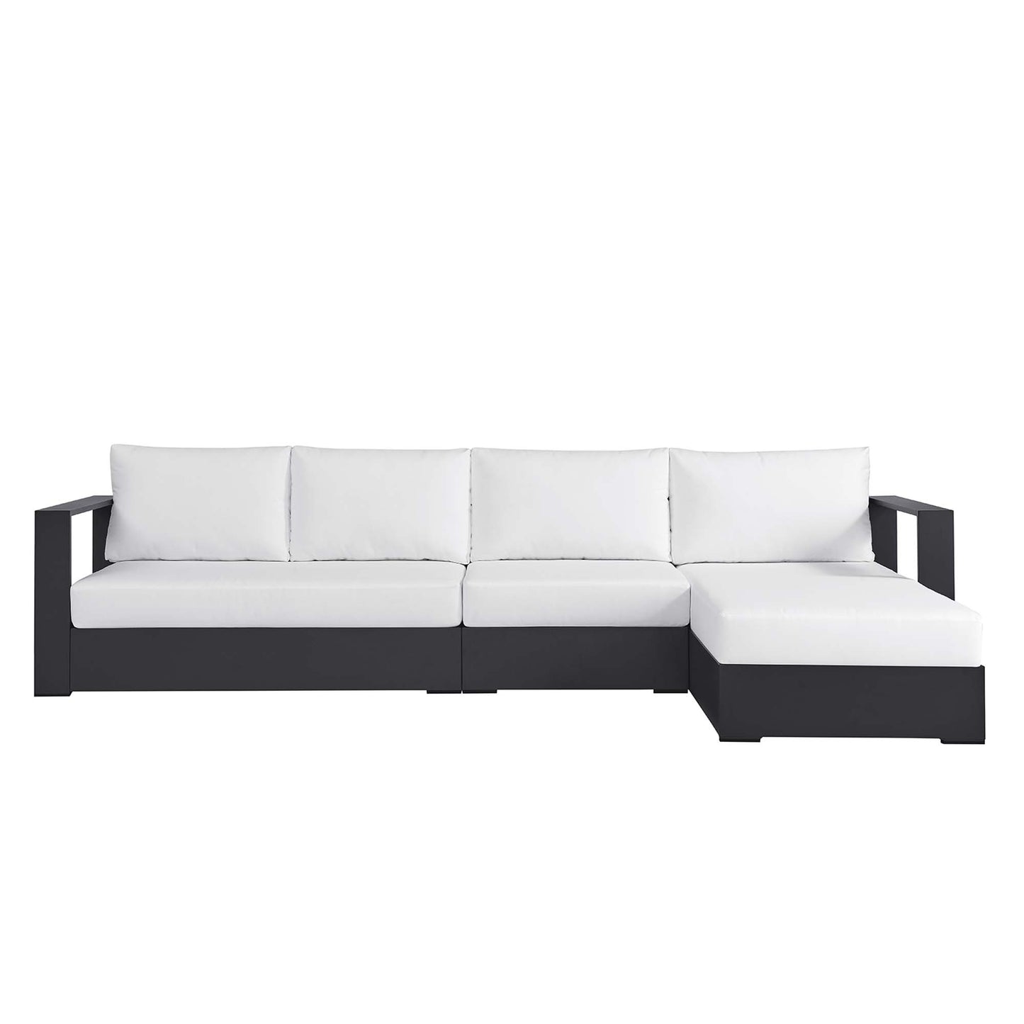 Modway - Tahoe 3-Piece Outdoor Patio Powder-Coated Aluminum Right-Facing Chaise Sectional Sofa Set by Modway  Outdoor Furniture Sofa Sectionals White - EEI-6671-GRY-WHI