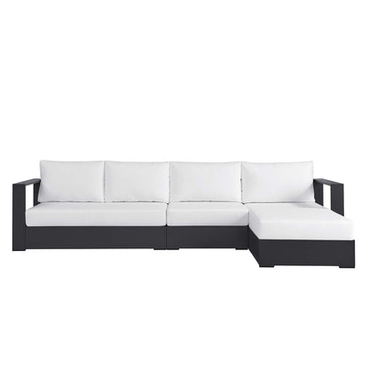 Modway - Tahoe 3-Piece Outdoor Patio Powder-Coated Aluminum Right-Facing Chaise Sectional Sofa Set by Modway  Outdoor Furniture Sofa Sectionals White - EEI-6671-GRY-WHI