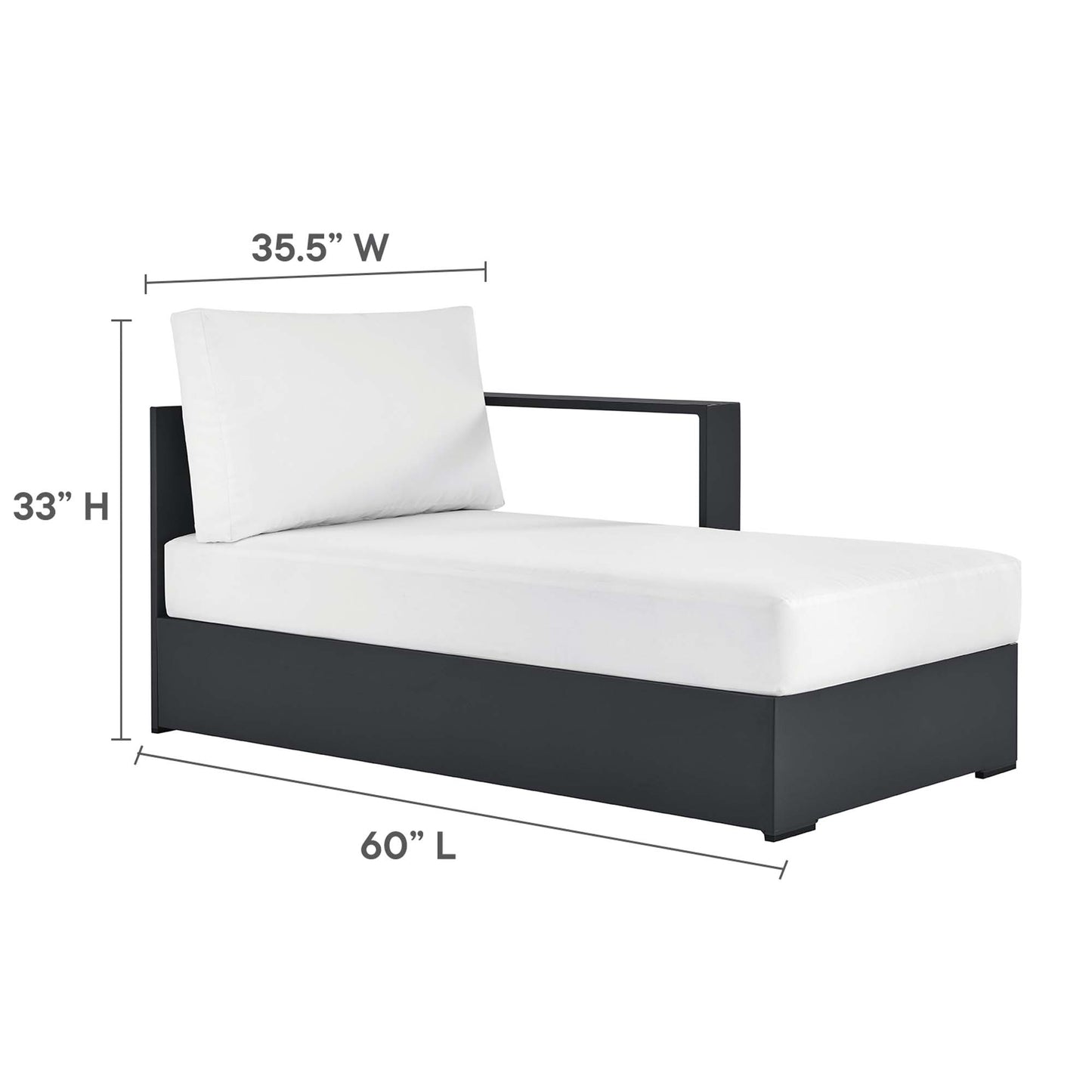 Modway - Tahoe 3-Piece Outdoor Patio Powder-Coated Aluminum Right-Facing Chaise Sectional Sofa Set by Modway  Outdoor Furniture Sofa Sectionals White - EEI-6671-GRY-WHI