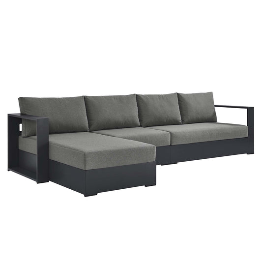 Modway - Tahoe 3-Piece Outdoor Patio Powder-Coated Aluminum Left-Facing Chaise Sectional Sofa Set by Modway  Outdoor Furniture Sofa Sectionals Brown - EEI-6672-GRY-CHA