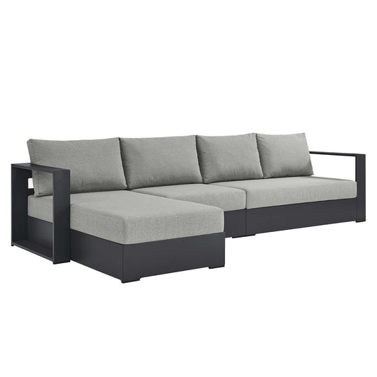 Modway - Tahoe 3-Piece Outdoor Patio Powder-Coated Aluminum Left-Facing Chaise Sectional Sofa Set by Modway  Outdoor Furniture Sofa Sectionals Gray - EEI-6672-GRY-GRY