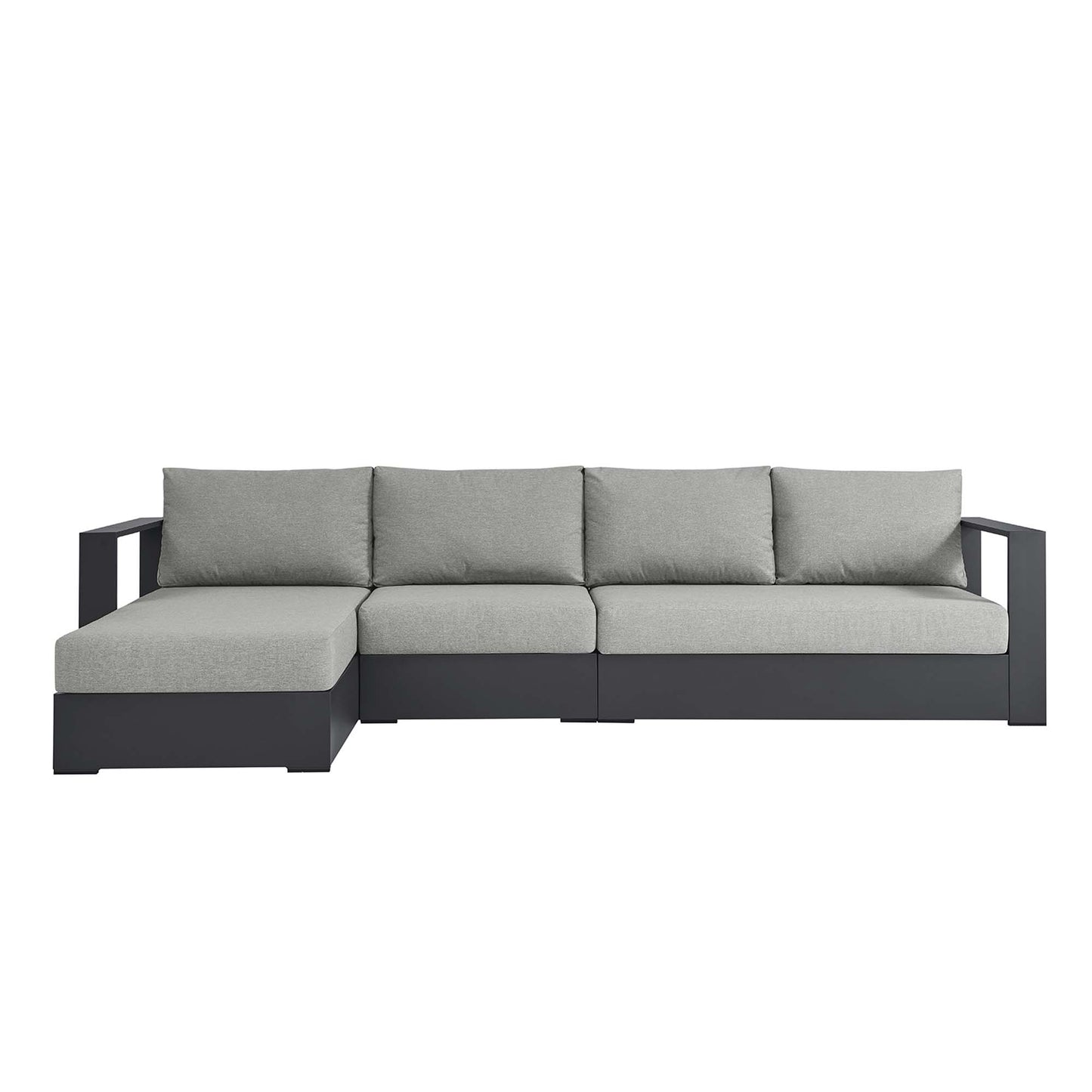 Modway - Tahoe 3-Piece Outdoor Patio Powder-Coated Aluminum Left-Facing Chaise Sectional Sofa Set by Modway  Outdoor Furniture Sofa Sectionals Gray - EEI-6672-GRY-GRY