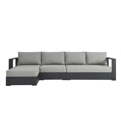 Modway - Tahoe 3-Piece Outdoor Patio Powder-Coated Aluminum Left-Facing Chaise Sectional Sofa Set by Modway  Outdoor Furniture Sofa Sectionals Gray - EEI-6672-GRY-GRY