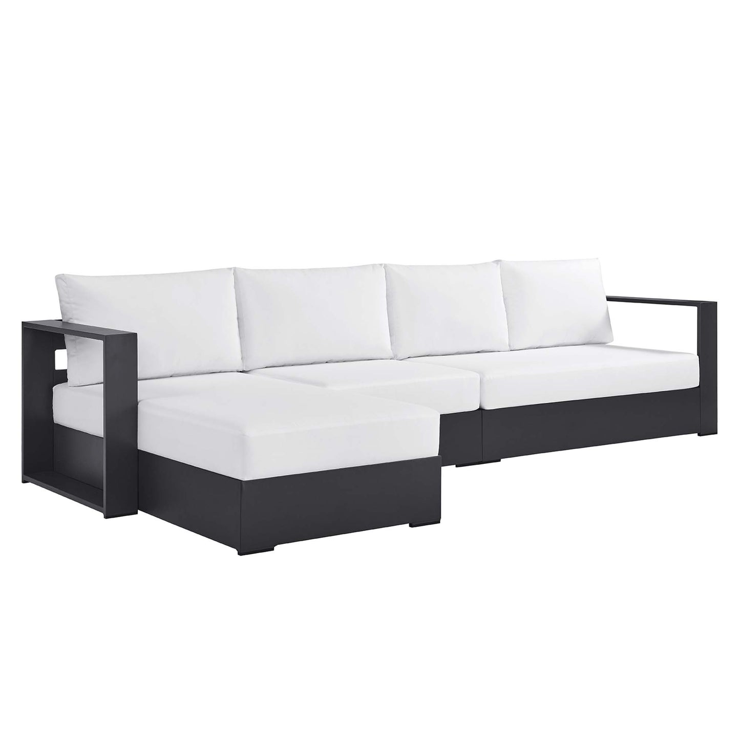 Modway - Tahoe 3-Piece Outdoor Patio Powder-Coated Aluminum Left-Facing Chaise Sectional Sofa Set by Modway  Outdoor Furniture Sofa Sectionals White - EEI-6672-GRY-WHI