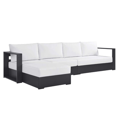 Modway - Tahoe 3-Piece Outdoor Patio Powder-Coated Aluminum Left-Facing Chaise Sectional Sofa Set by Modway  Outdoor Furniture Sofa Sectionals White - EEI-6672-GRY-WHI