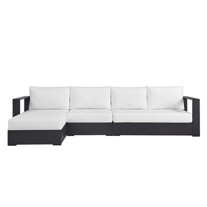 Modway - Tahoe 3-Piece Outdoor Patio Powder-Coated Aluminum Left-Facing Chaise Sectional Sofa Set by Modway  Outdoor Furniture Sofa Sectionals White - EEI-6672-GRY-WHI
