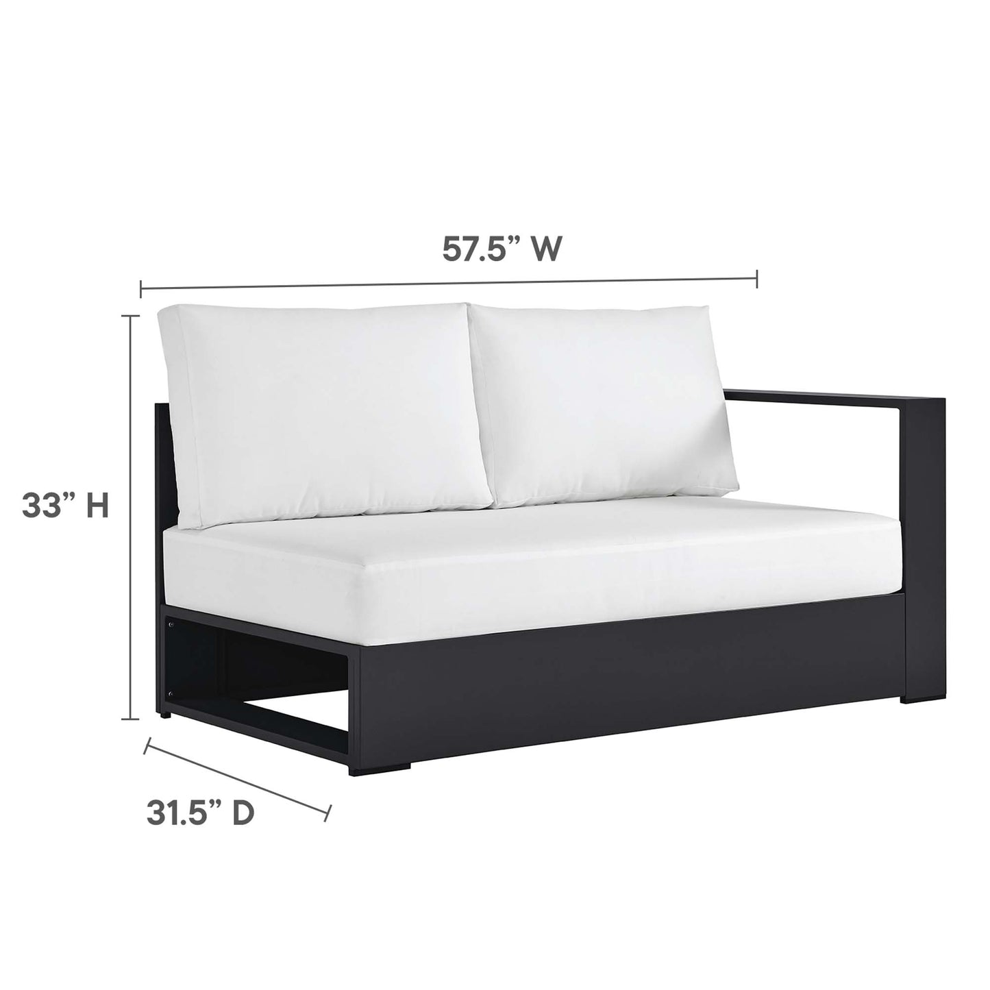 Modway - Tahoe 3-Piece Outdoor Patio Powder-Coated Aluminum Left-Facing Chaise Sectional Sofa Set by Modway  Outdoor Furniture Sofa Sectionals White - EEI-6672-GRY-WHI