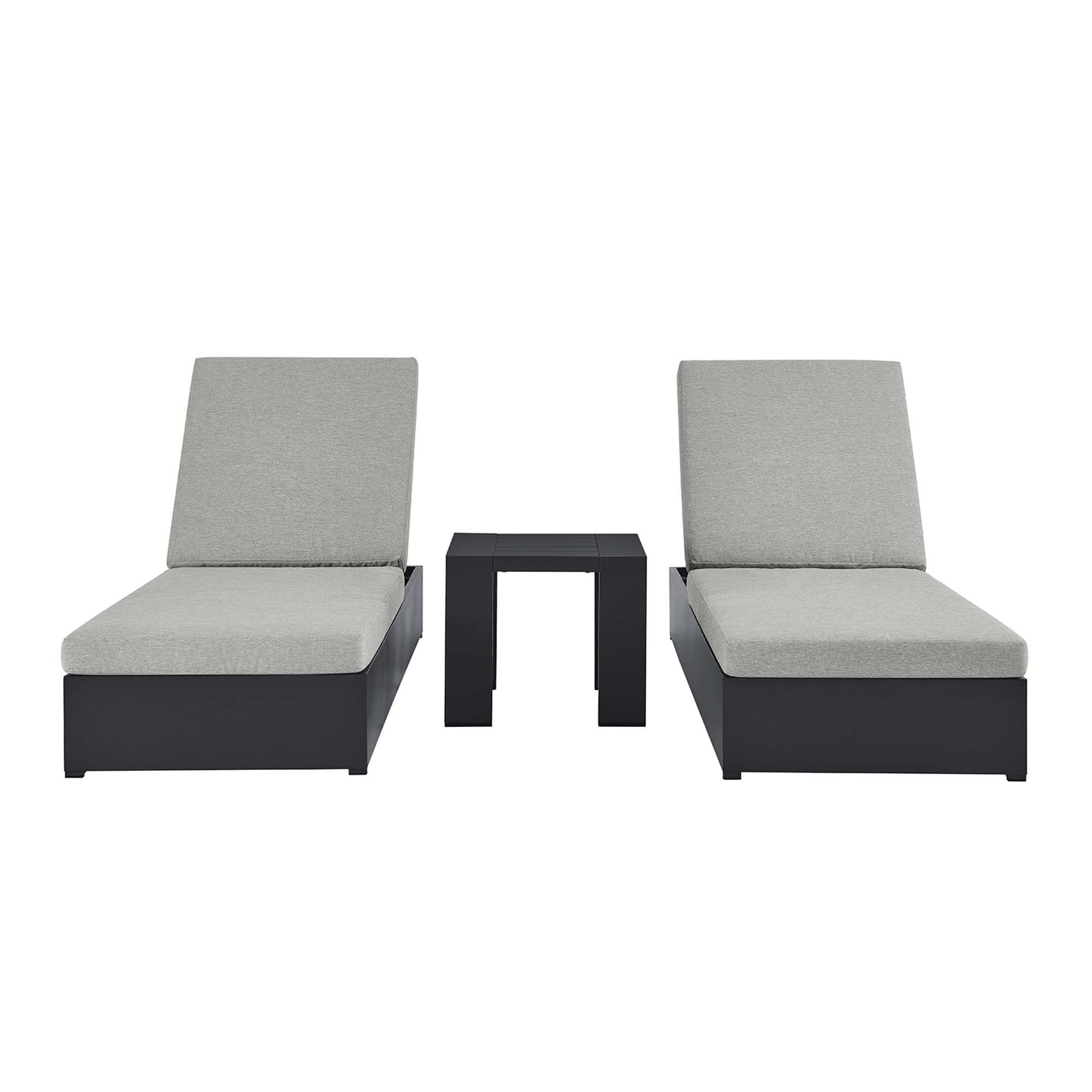 Modway - Tahoe 3-Piece Outdoor Patio Powder-Coated Aluminum Chaise Lounge Set by Modway  Outdoor Furniture Sofa Sectionals Gray - EEI-6673-GRY-GRY