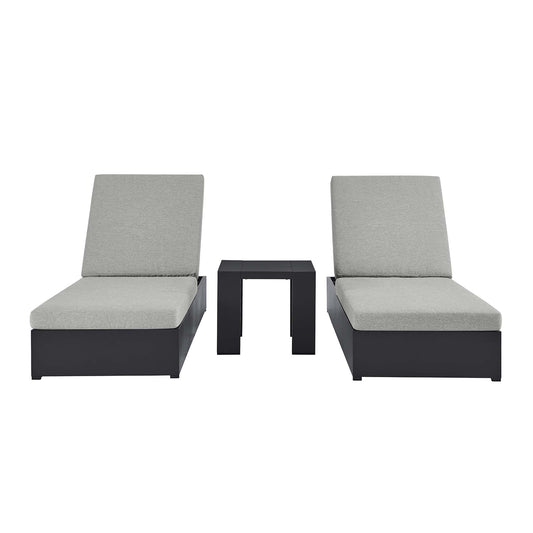 Modway - Tahoe 3-Piece Outdoor Patio Powder-Coated Aluminum Chaise Lounge Set by Modway  Outdoor Furniture Sofa Sectionals Gray - EEI-6673-GRY-GRY
