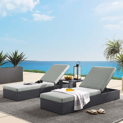 Modway - Tahoe 3-Piece Outdoor Patio Powder-Coated Aluminum Chaise Lounge Set by Modway  Outdoor Furniture Sofa Sectionals Gray - EEI-6673-GRY-GRY