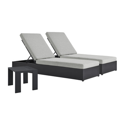 Modway - Tahoe 3-Piece Outdoor Patio Powder-Coated Aluminum Chaise Lounge Set by Modway  Outdoor Furniture Sofa Sectionals Gray - EEI-6673-GRY-GRY